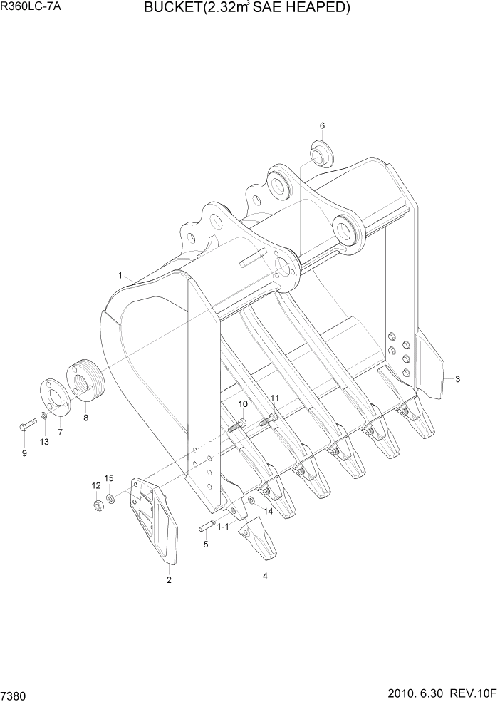 Схема запчастей Hyundai R360LC7A - PAGE 7380 BUCKET(2.32M3 SAE HEAPED) РАБОЧЕЕ ОБОРУДОВАНИЕ