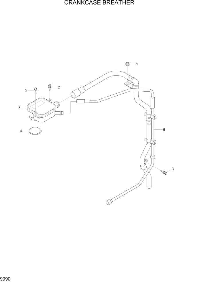 Схема запчастей Hyundai R360LC7A - PAGE 9090 CRANKCASE BREATHER ДВИГАТЕЛЬ БАЗА