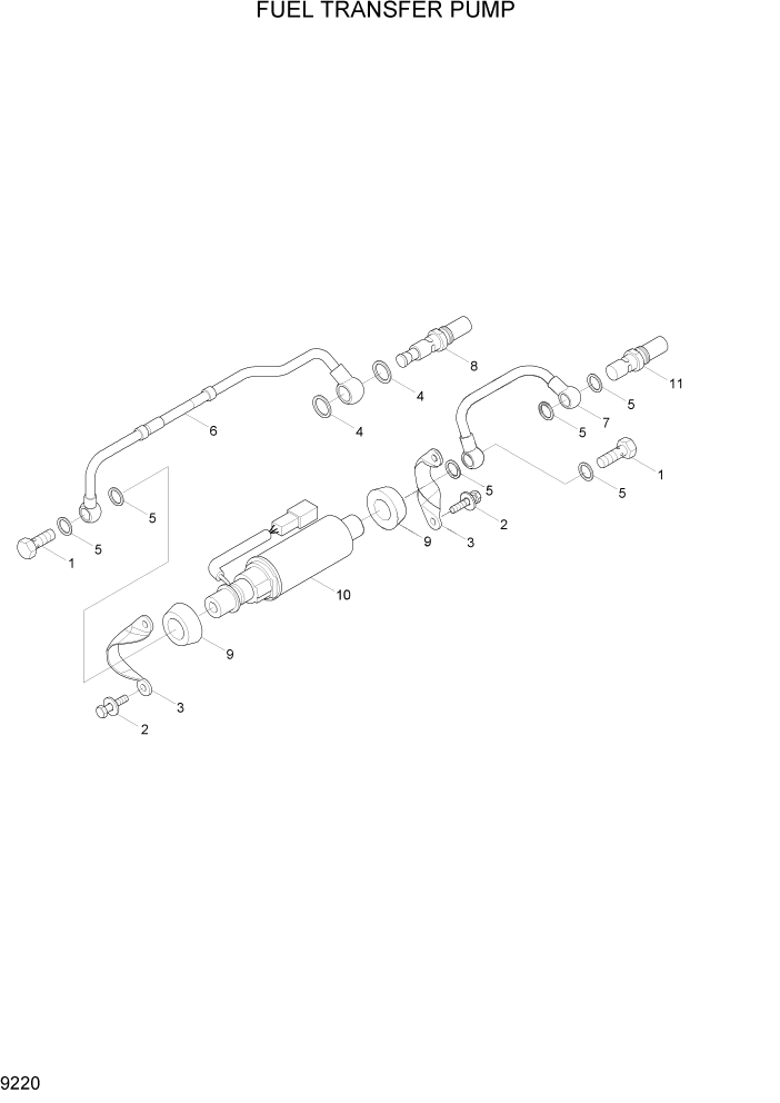 Схема запчастей Hyundai R360LC7A - PAGE 9220 FUEL TRANSFER PUMP ДВИГАТЕЛЬ БАЗА