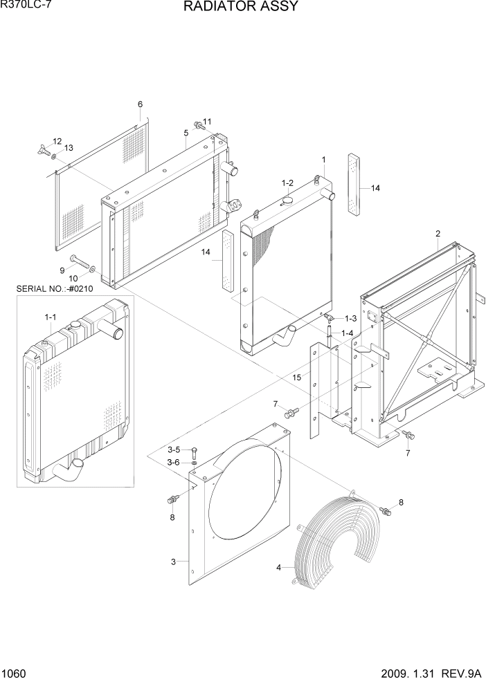 Схема запчастей Hyundai R370LC7 - PAGE 1060 RADIATOR ASSY СИСТЕМА ДВИГАТЕЛЯ