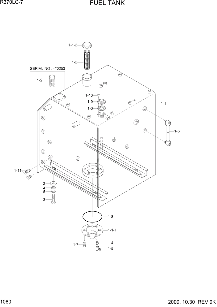 Схема запчастей Hyundai R370LC7 - PAGE 1080 FUEL TANK СИСТЕМА ДВИГАТЕЛЯ