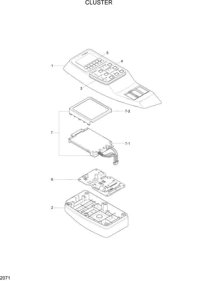 Схема запчастей Hyundai R370LC7 - PAGE 2071 CLUSTER ЭЛЕКТРИЧЕСКАЯ СИСТЕМА