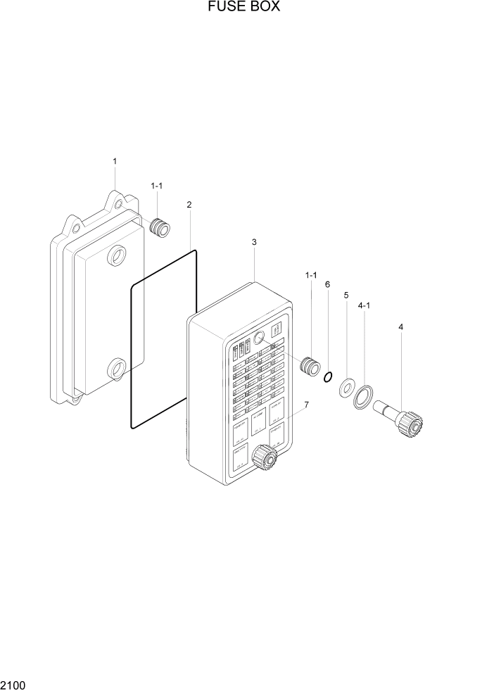 Схема запчастей Hyundai R370LC7 - PAGE 2100 FUSE BOX ЭЛЕКТРИЧЕСКАЯ СИСТЕМА