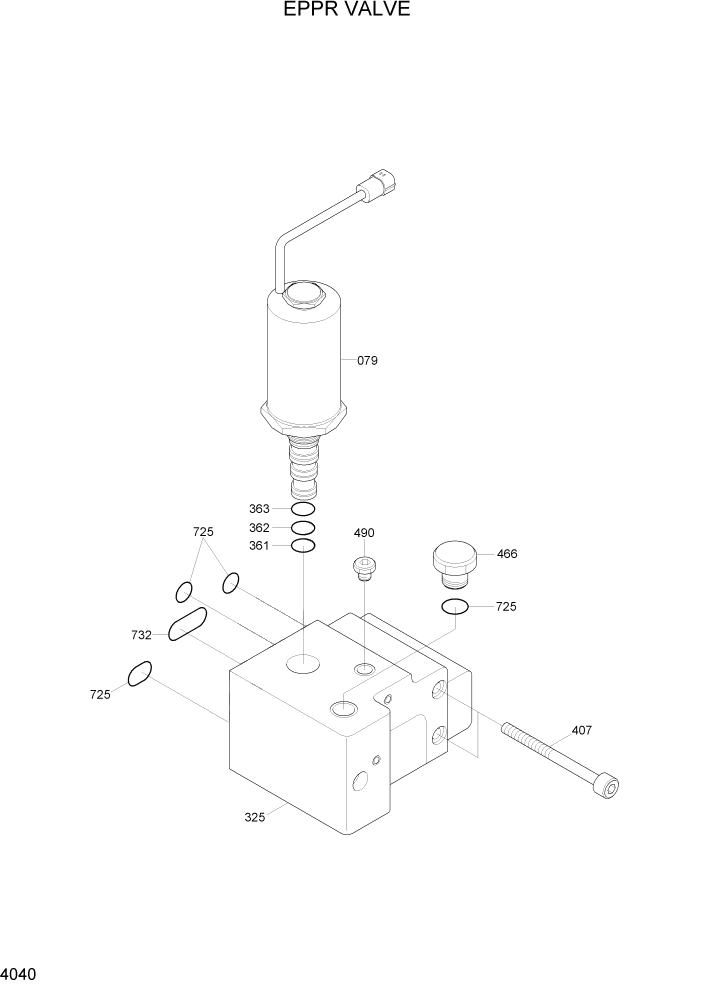 Схема запчастей Hyundai R370LC7 - PAGE 4040 EPPR VALVE ГИДРАВЛИЧЕСКИЕ КОМПОНЕНТЫ