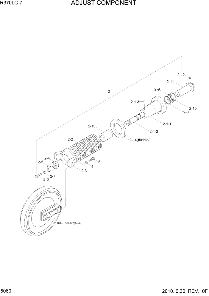 Схема запчастей Hyundai R370LC7 - PAGE 5060 ADJUST COMPONENT ХОДОВАЯ ЧАСТЬ