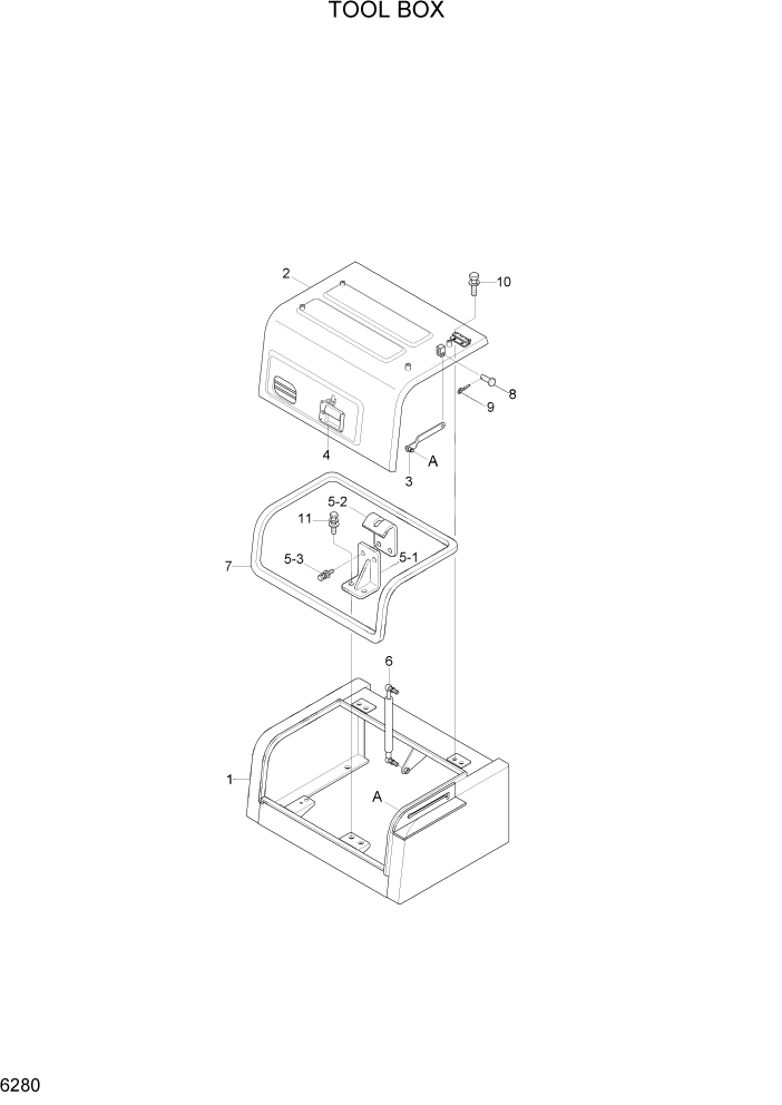 Схема запчастей Hyundai R370LC7 - PAGE 6280 TOOL BOX СТРУКТУРА