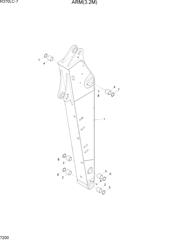 Схема запчастей Hyundai R370LC7 - PAGE 7200 ARM(3.2M) РАБОЧЕЕ ОБОРУДОВАНИЕ