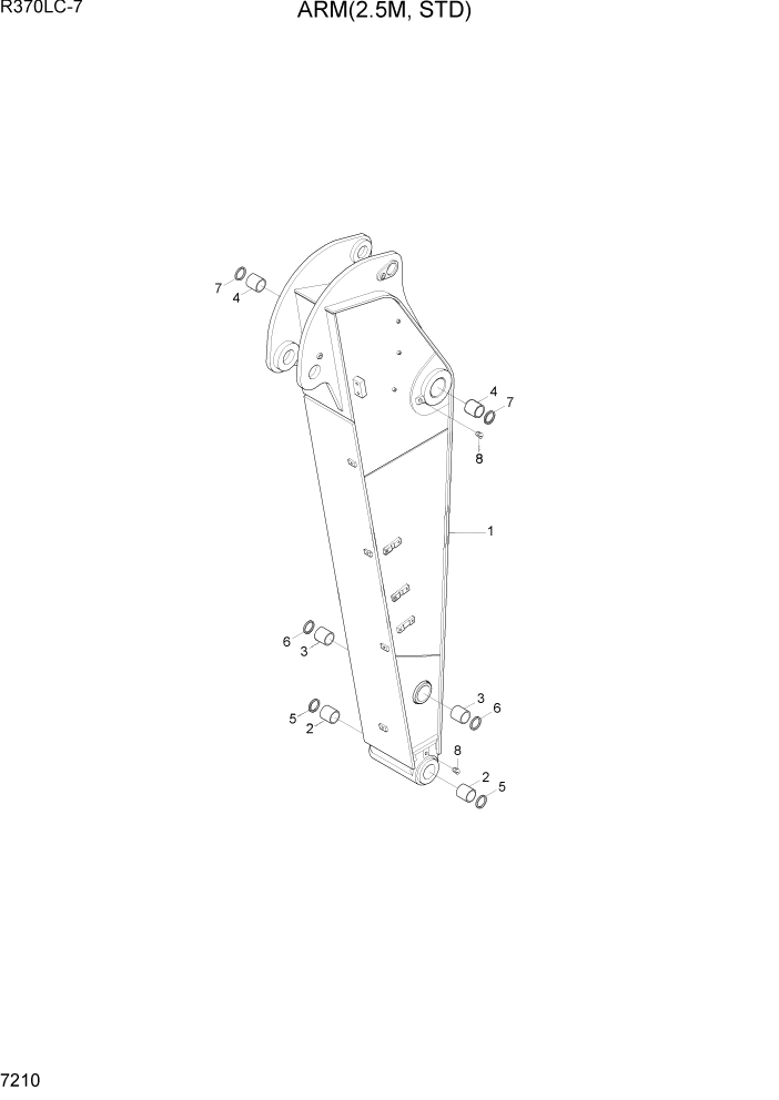 Схема запчастей Hyundai R370LC7 - PAGE 7210 ARM(2.5M, STD) РАБОЧЕЕ ОБОРУДОВАНИЕ