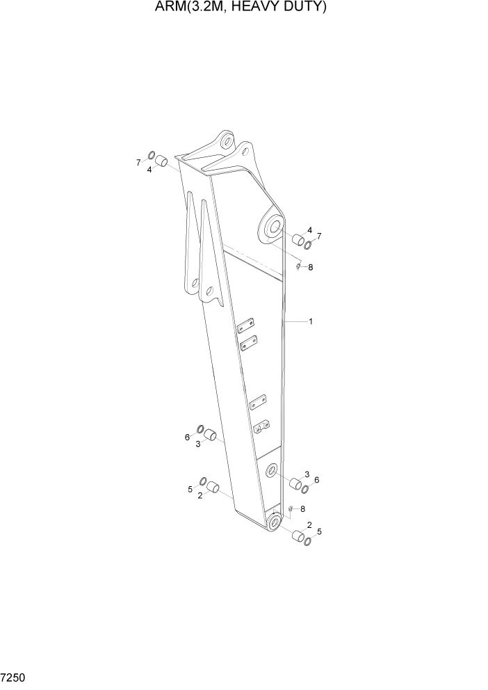 Схема запчастей Hyundai R370LC7 - PAGE 7250 ARM(3.2M, HEAVY DUTY) РАБОЧЕЕ ОБОРУДОВАНИЕ