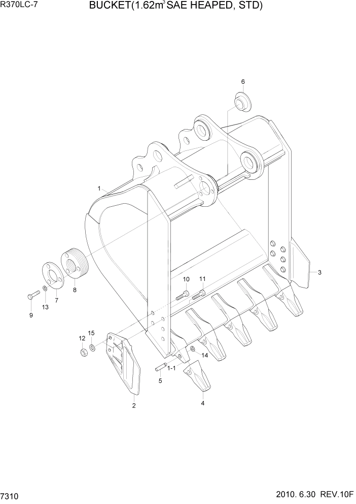 Схема запчастей Hyundai R370LC7 - PAGE 7310 BUCKET(1.62M3 SAE HEAPED) РАБОЧЕЕ ОБОРУДОВАНИЕ