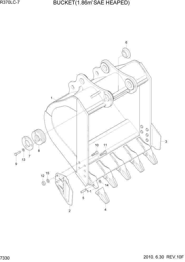 Схема запчастей Hyundai R370LC7 - PAGE 7330 BUCKET(1.86M3 SAE HEAPED) РАБОЧЕЕ ОБОРУДОВАНИЕ