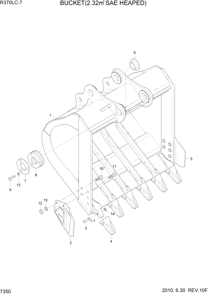 Схема запчастей Hyundai R370LC7 - PAGE 7350 BUCKET(2.32M3 SAE HEAPED) РАБОЧЕЕ ОБОРУДОВАНИЕ