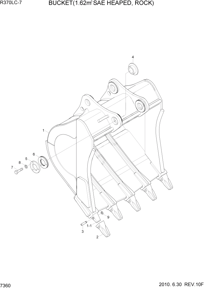 Схема запчастей Hyundai R370LC7 - PAGE 7360 BUCKET(1.62M3 SAE HEAPED, ROCK, STD) РАБОЧЕЕ ОБОРУДОВАНИЕ