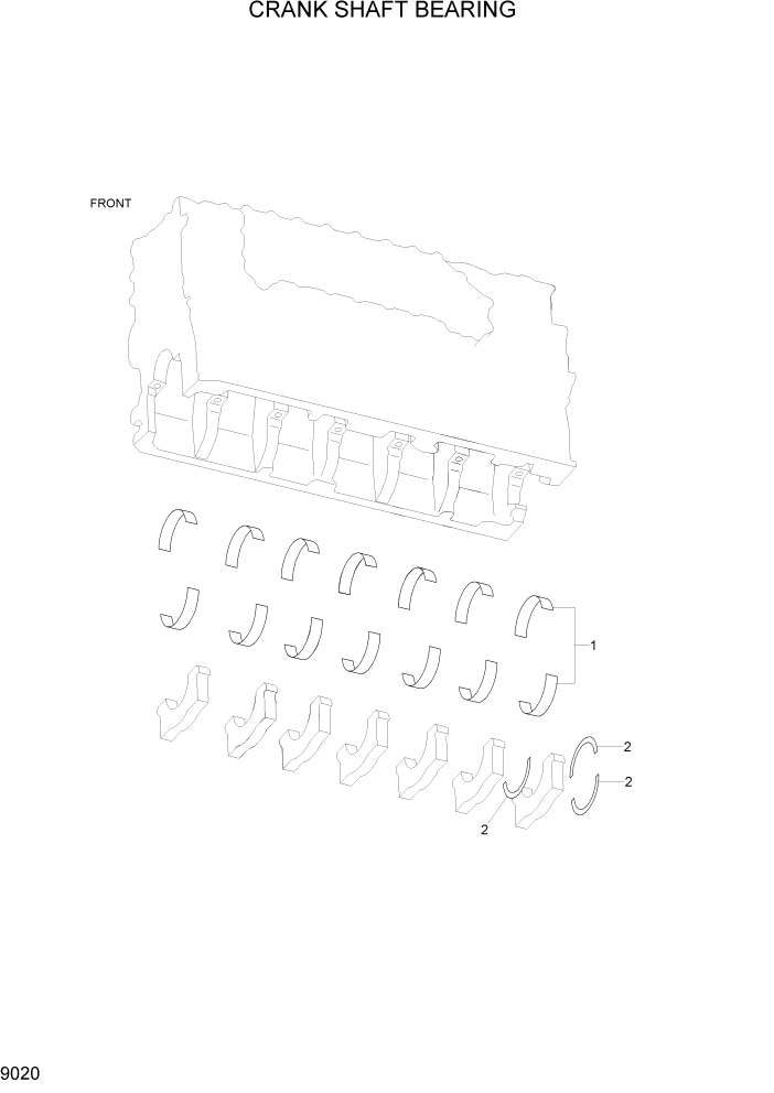 Схема запчастей Hyundai R370LC7 - PAGE 9020 CRANK SHAFT BEARING ДВИГАТЕЛЬ БАЗА