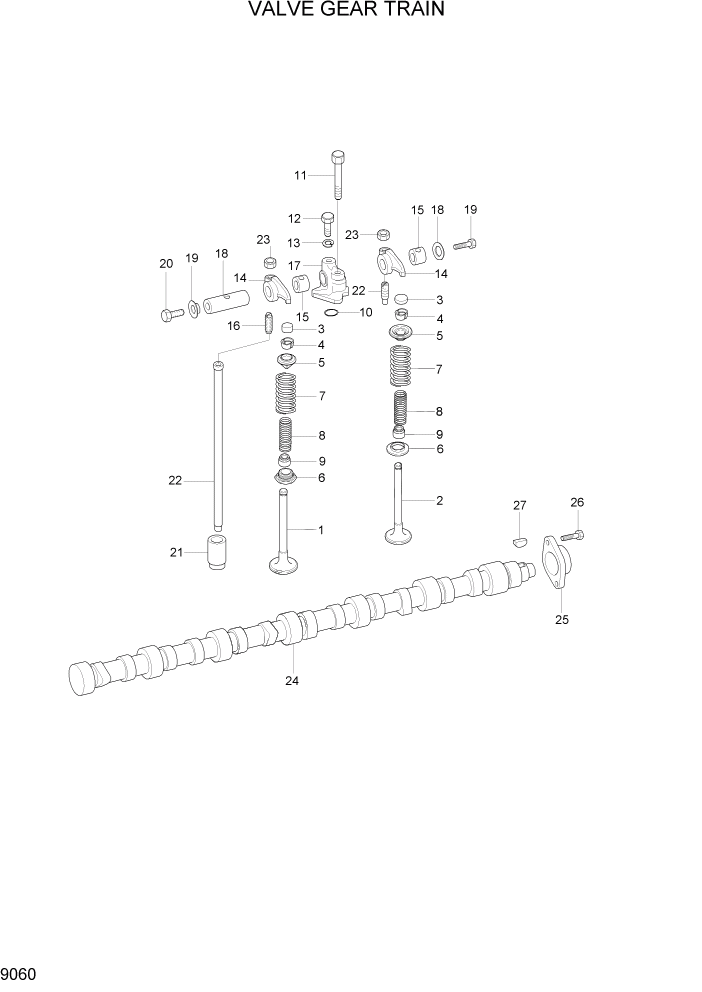 Схема запчастей Hyundai R370LC7 - PAGE 9060 VALVE GEAR TRAIN ДВИГАТЕЛЬ БАЗА