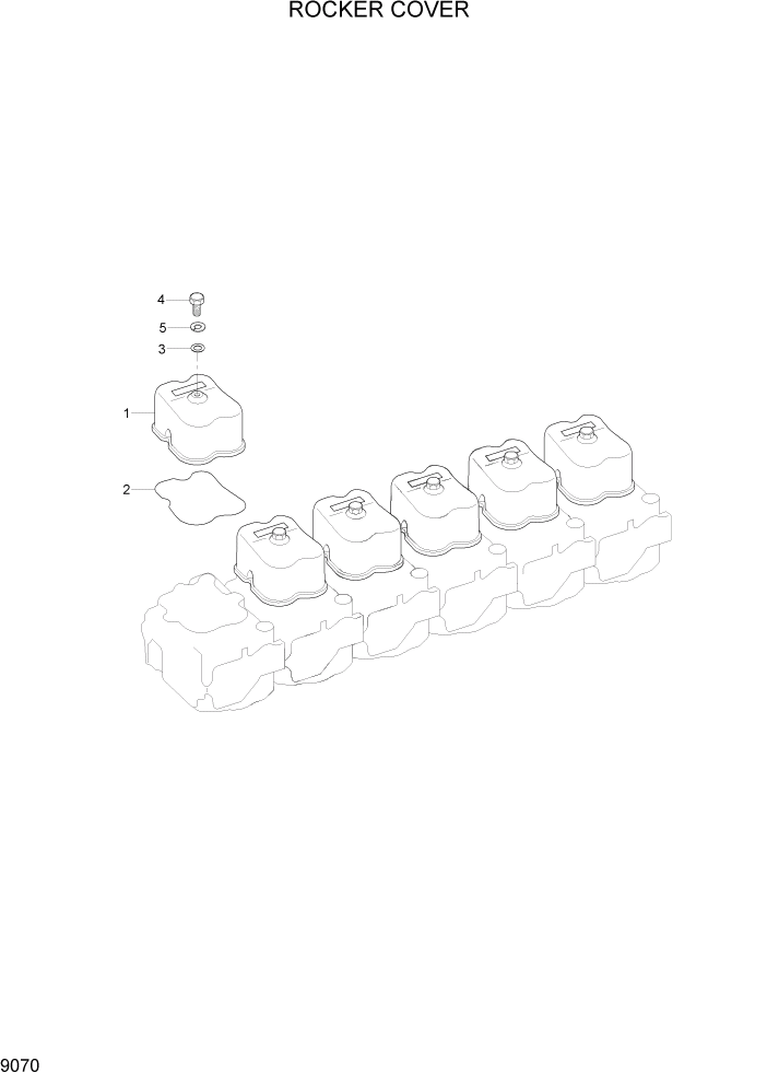 Схема запчастей Hyundai R370LC7 - PAGE 9070 ROCKER COVER ДВИГАТЕЛЬ БАЗА