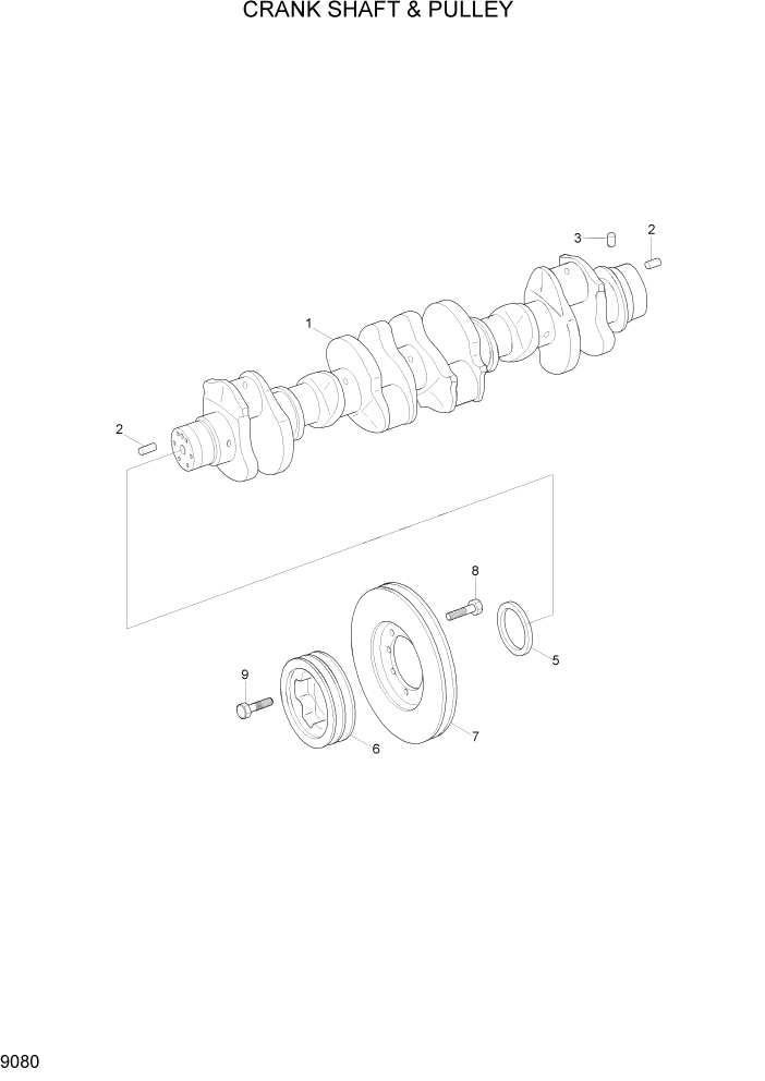 Схема запчастей Hyundai R370LC7 - PAGE 9080 CRANK SHAFT & PULLEY ДВИГАТЕЛЬ БАЗА