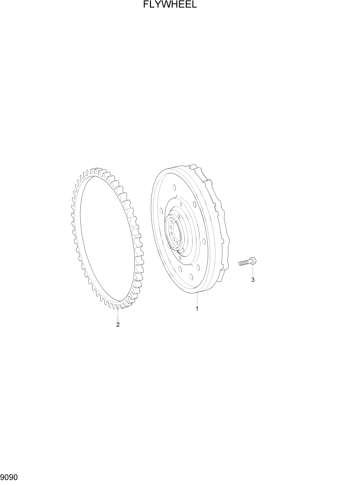 Схема запчастей Hyundai R370LC7 - PAGE 9090 FLYWHEEL ДВИГАТЕЛЬ БАЗА