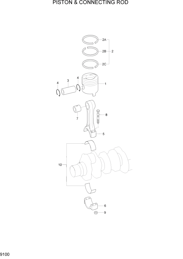 Схема запчастей Hyundai R370LC7 - PAGE 9100 PISTON & CONNECTING ROD ДВИГАТЕЛЬ БАЗА