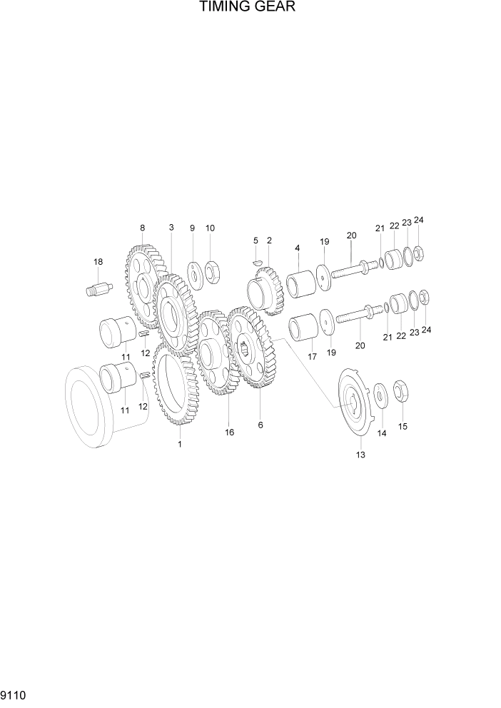 Схема запчастей Hyundai R370LC7 - PAGE 9110 TIMING GEAR ДВИГАТЕЛЬ БАЗА