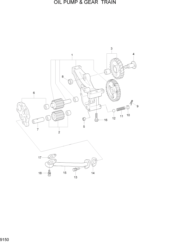 Схема запчастей Hyundai R370LC7 - PAGE 9150 OIL PUMP & GEAR TRAIN ДВИГАТЕЛЬ БАЗА