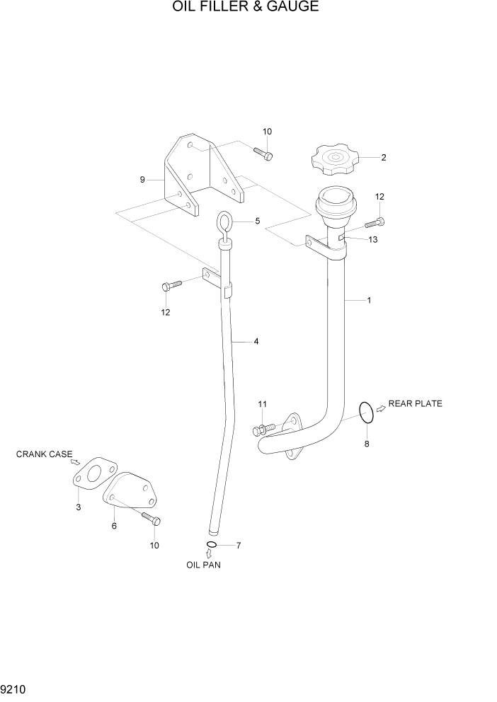 Схема запчастей Hyundai R370LC7 - PAGE 9210 OIL FILLER & GAUGE ДВИГАТЕЛЬ БАЗА