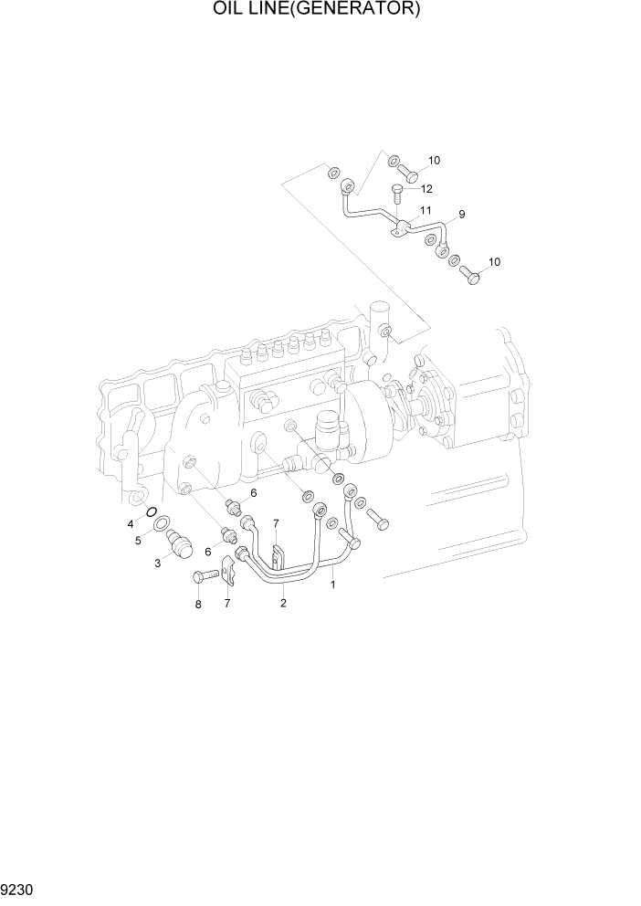 Схема запчастей Hyundai R370LC7 - PAGE 9230 OIL LINE(GENERATOR) ДВИГАТЕЛЬ БАЗА