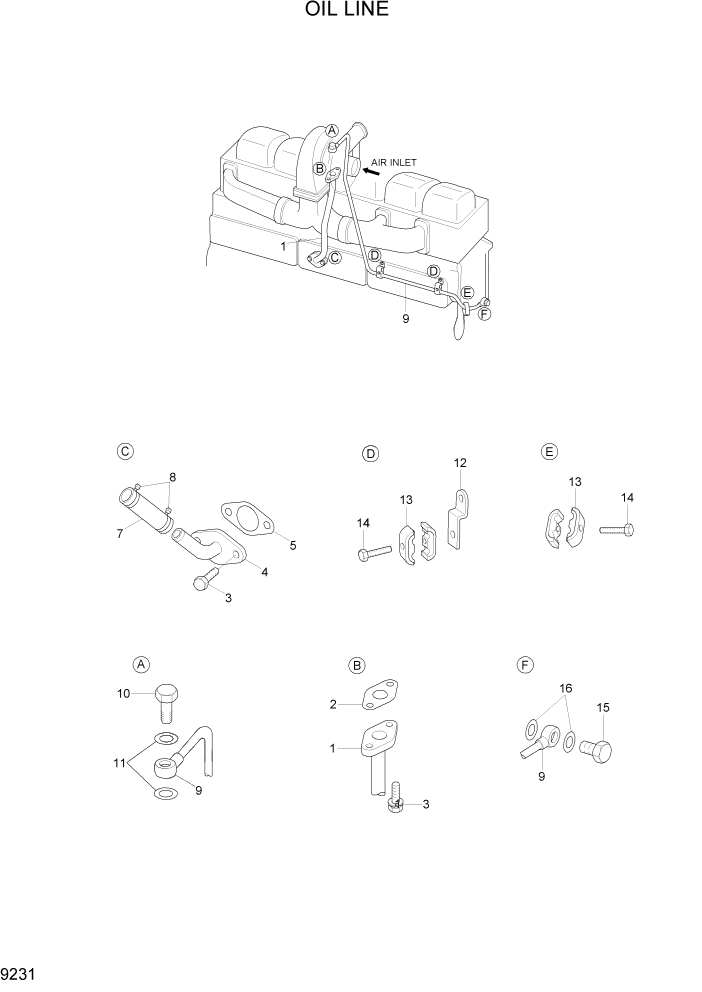 Схема запчастей Hyundai R370LC7 - PAGE 9231 OIL LINE ДВИГАТЕЛЬ БАЗА