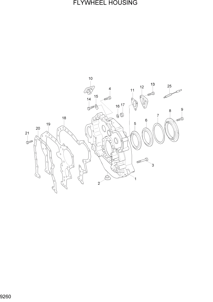 Схема запчастей Hyundai R370LC7 - PAGE 9260 FLYWHEEL HOUSING ДВИГАТЕЛЬ БАЗА
