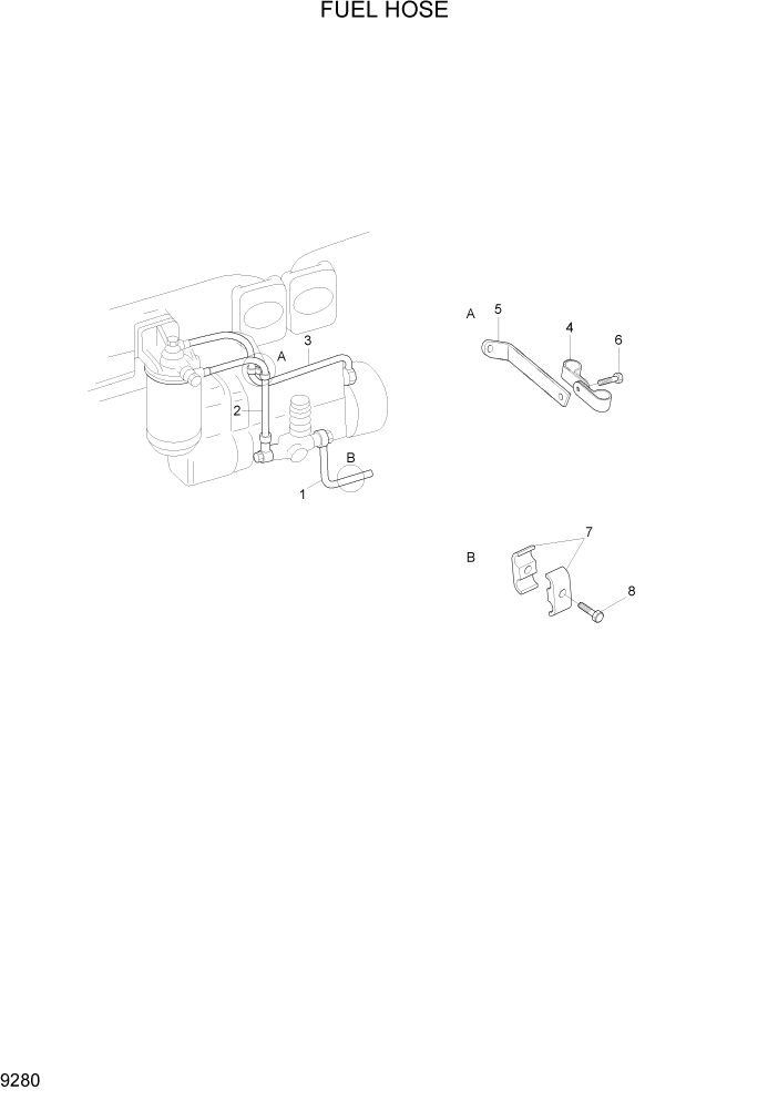 Схема запчастей Hyundai R370LC7 - PAGE 9280 FUEL HOSE ДВИГАТЕЛЬ БАЗА