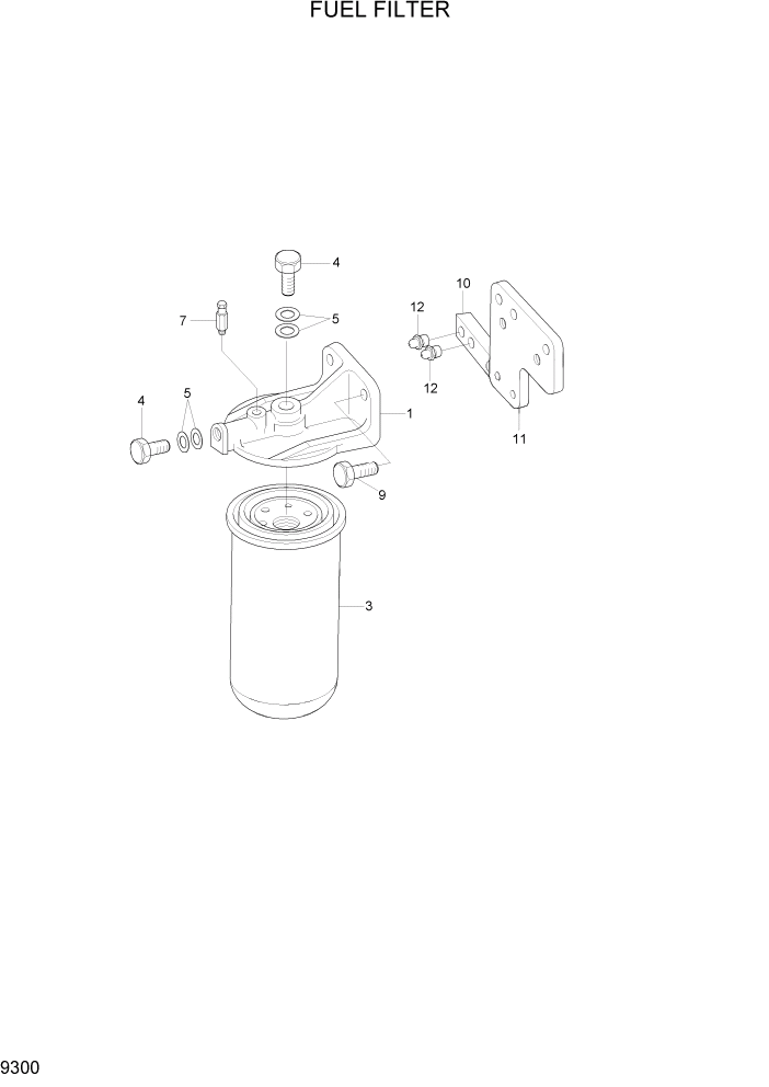 Схема запчастей Hyundai R370LC7 - PAGE 9300 FUEL FILTER ДВИГАТЕЛЬ БАЗА