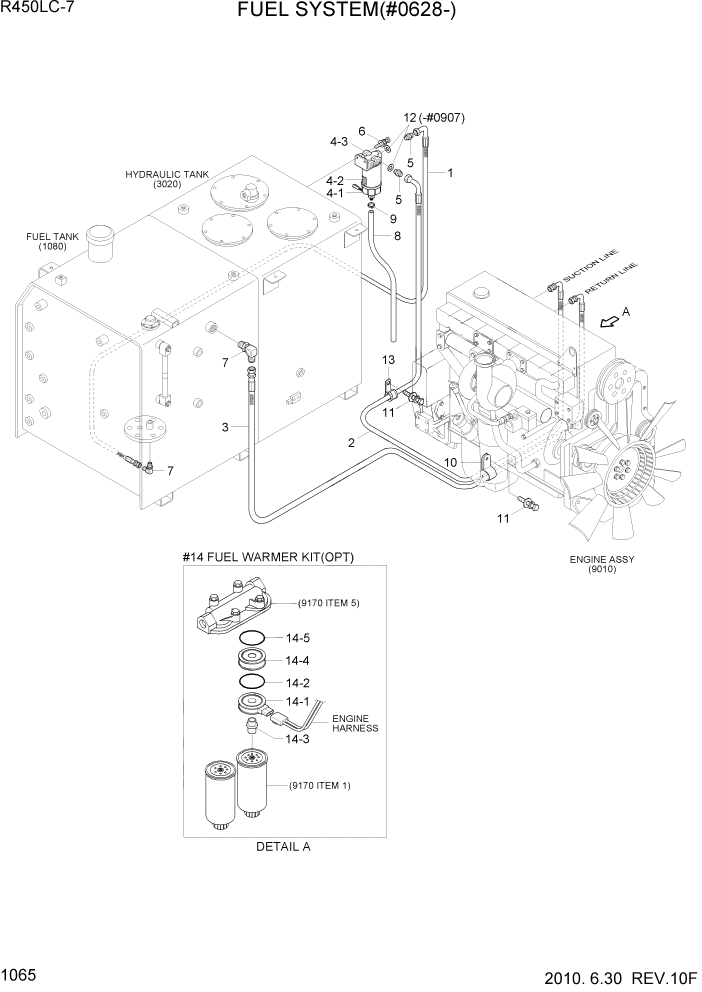 Схема запчастей Hyundai R450LC7 - PAGE 1065 FUEL SYSTEM(#0628-) СИСТЕМА ДВИГАТЕЛЯ