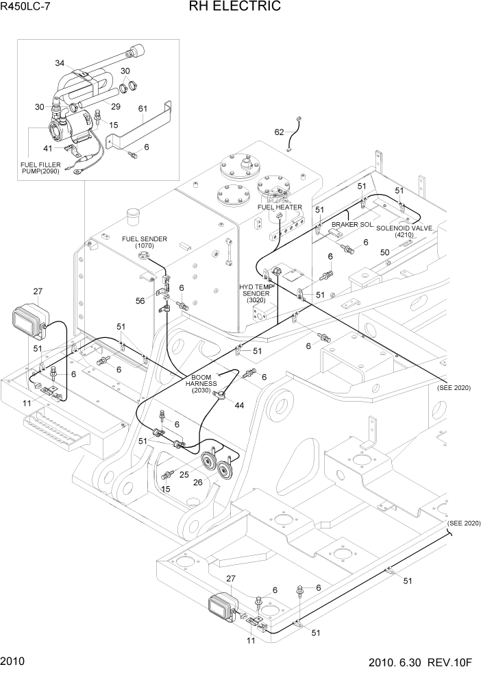 Схема запчастей Hyundai R450LC7 - PAGE 2010 RH ELECTRIC ЭЛЕКТРИЧЕСКАЯ СИСТЕМА