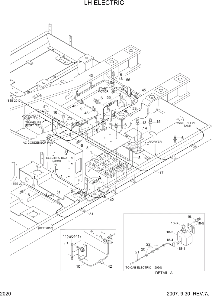 Схема запчастей Hyundai R450LC7 - PAGE 2020 LH ELECTRIC ЭЛЕКТРИЧЕСКАЯ СИСТЕМА