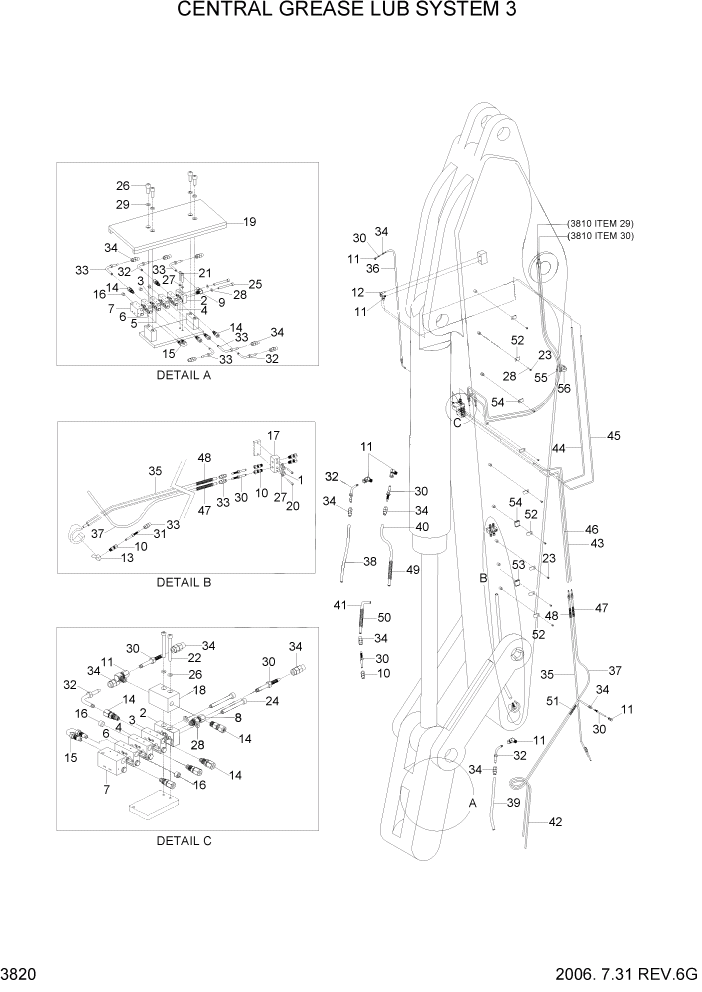 Схема запчастей Hyundai R450LC7 - PAGE 3820 CENTRAL GREASE LUB SYSTEM 3 ГИДРАВЛИЧЕСКАЯ СИСТЕМА