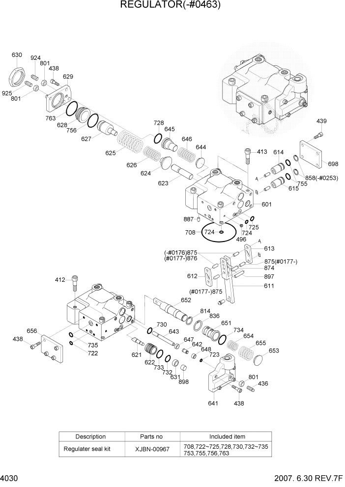 Схема запчастей Hyundai R450LC7 - PAGE 4030 REGULATOR(-#0463) ГИДРАВЛИЧЕСКИЕ КОМПОНЕНТЫ