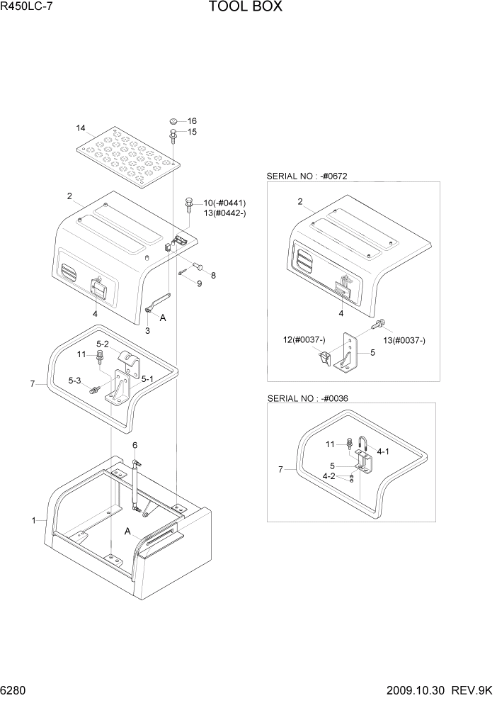 Схема запчастей Hyundai R450LC7 - PAGE 6280 TOOL BOX СТРУКТУРА