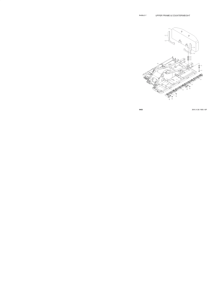 Схема запчастей Hyundai R450LC7 - PAGE 6400 UPPER FRAME & COUNTERWEIGHT СТРУКТУРА