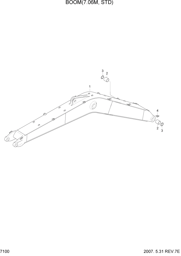 Схема запчастей Hyundai R450LC7 - PAGE 7100 BOOM(7.06M, STD) РАБОЧЕЕ ОБОРУДОВАНИЕ