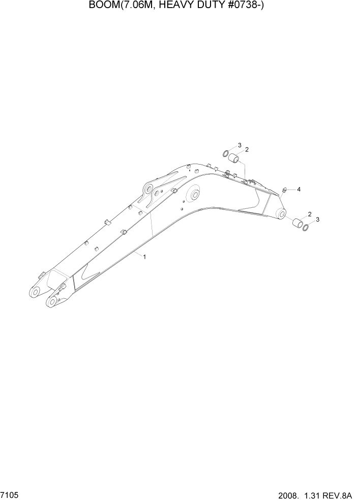 Схема запчастей Hyundai R450LC7 - PAGE 7105 BOOM(7.06M, HEAVY DUTY #0738-) РАБОЧЕЕ ОБОРУДОВАНИЕ