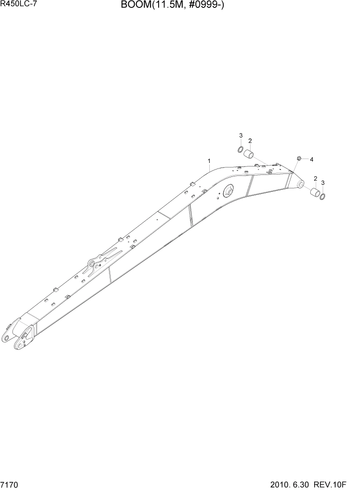 Схема запчастей Hyundai R450LC7 - PAGE 7170 BOOM(11.5M, #0999-) РАБОЧЕЕ ОБОРУДОВАНИЕ