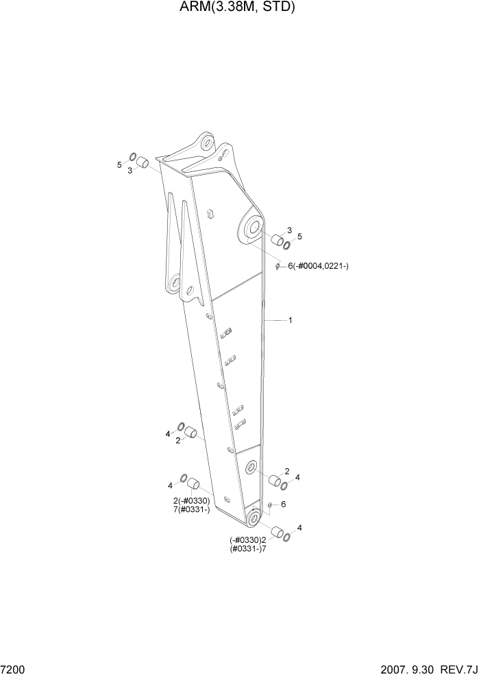 Схема запчастей Hyundai R450LC7 - PAGE 7200 ARM(3.38M, STD) РАБОЧЕЕ ОБОРУДОВАНИЕ