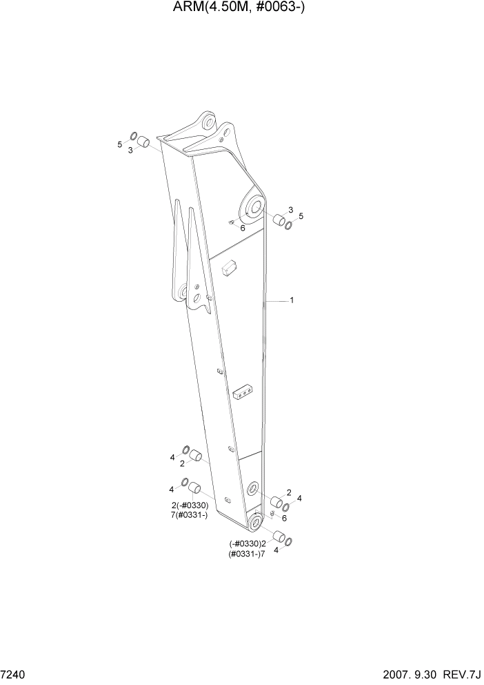 Схема запчастей Hyundai R450LC7 - PAGE 7240 ARM(4.50M, #0063-) РАБОЧЕЕ ОБОРУДОВАНИЕ