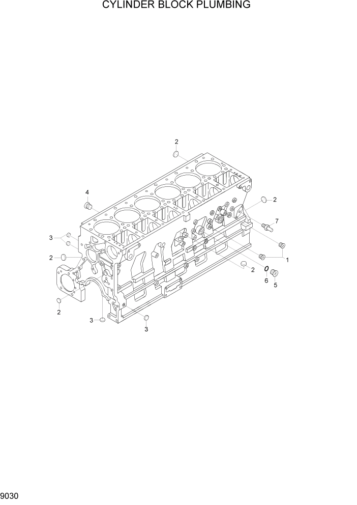 Схема запчастей Hyundai R450LC7 - PAGE 9030 CYLINDER BLOCK PLUBMING ДВИГАТЕЛЬ БАЗА