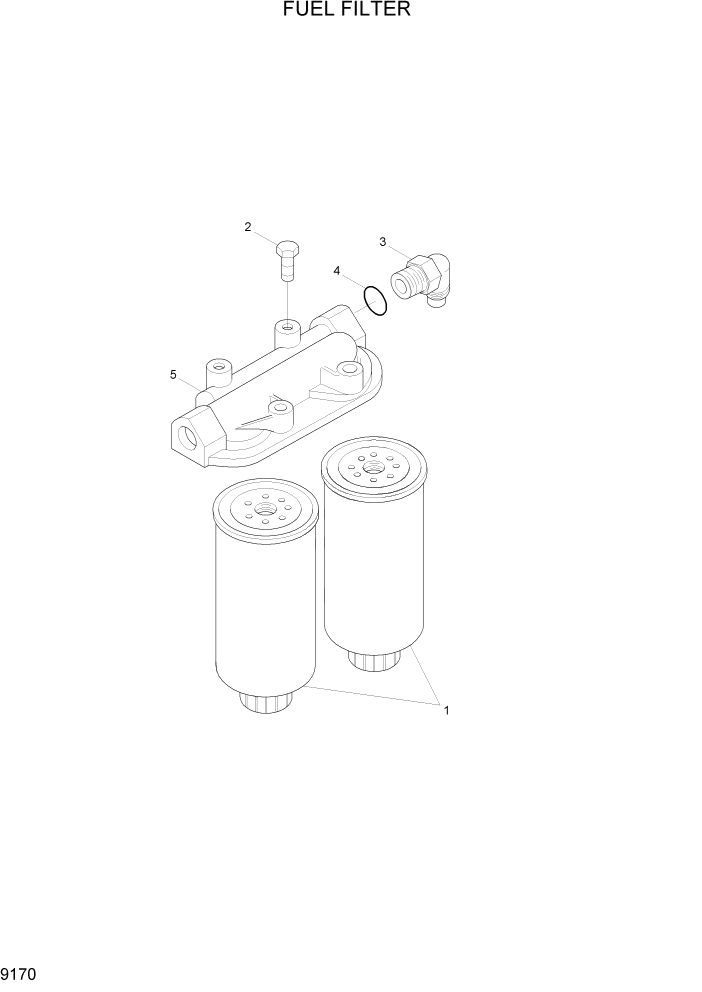 Схема запчастей Hyundai R450LC7 - PAGE 9170 FUEL FILTER ДВИГАТЕЛЬ БАЗА