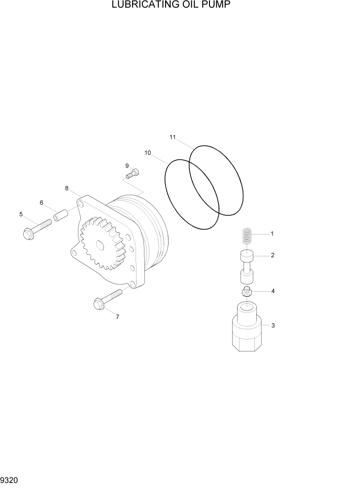 Схема запчастей Hyundai R450LC7 - PAGE 9320 LUBRICATING OIL PUMP ДВИГАТЕЛЬ БАЗА