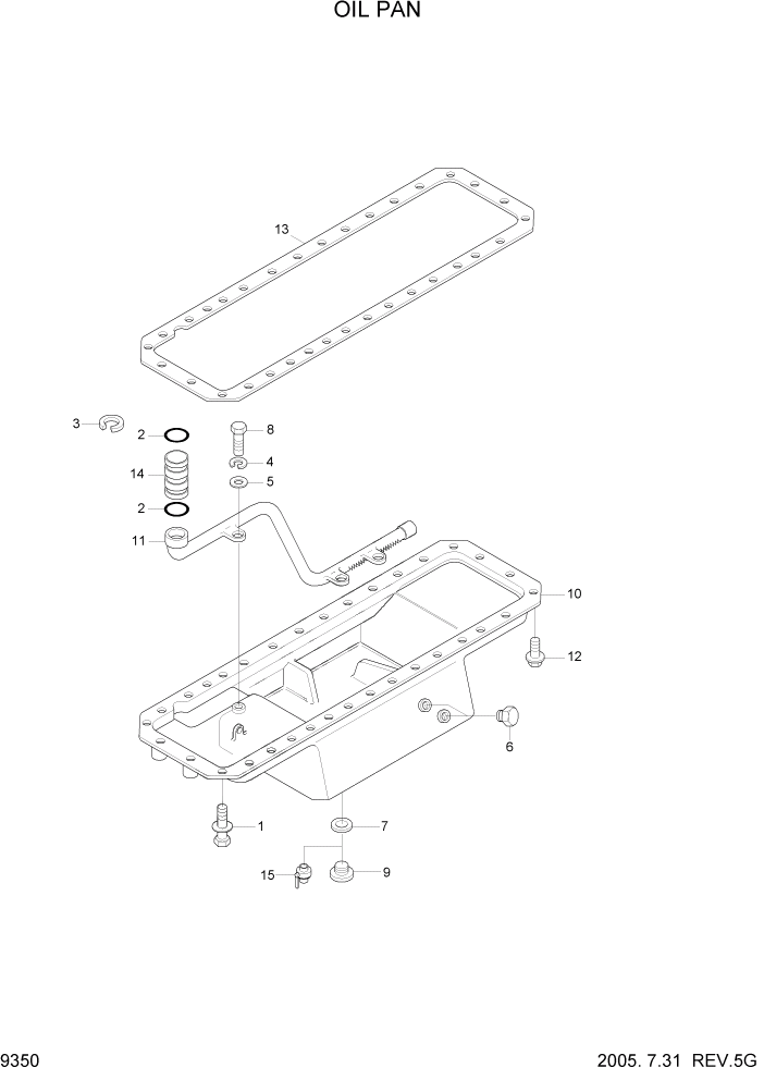 Схема запчастей Hyundai R450LC7 - PAGE 9350 OIL PAN ДВИГАТЕЛЬ БАЗА