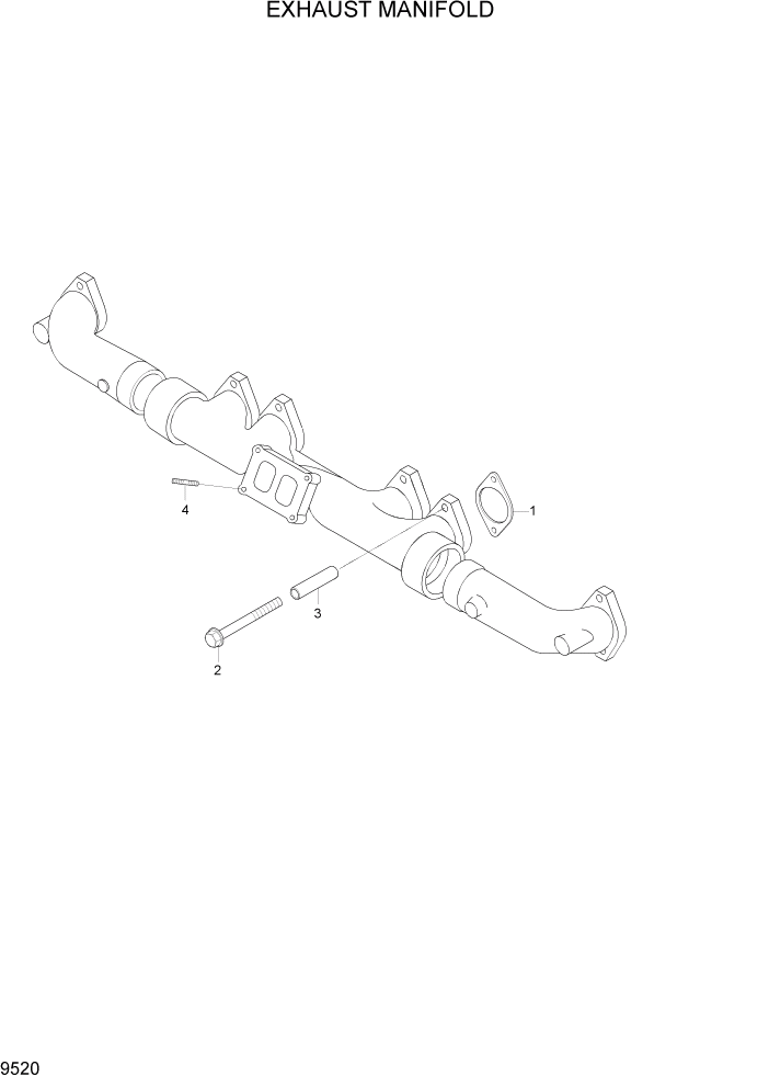 Схема запчастей Hyundai R450LC7 - PAGE 9520 EXHAUST MANIFOLD ДВИГАТЕЛЬ БАЗА