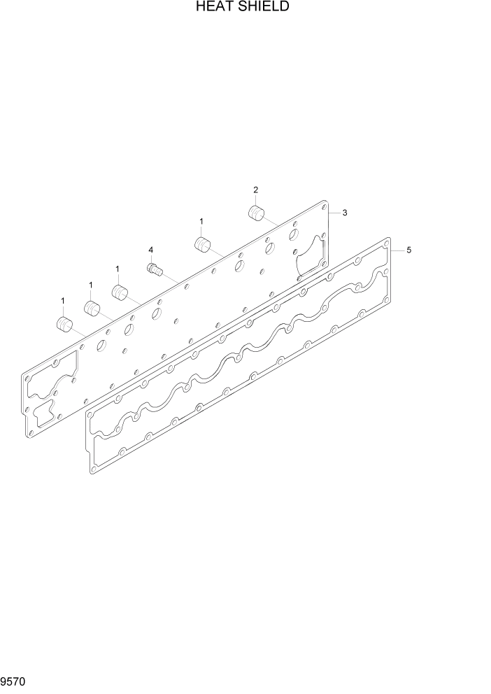 Схема запчастей Hyundai R450LC7 - PAGE 9570 HEAT SHIELD ДВИГАТЕЛЬ БАЗА