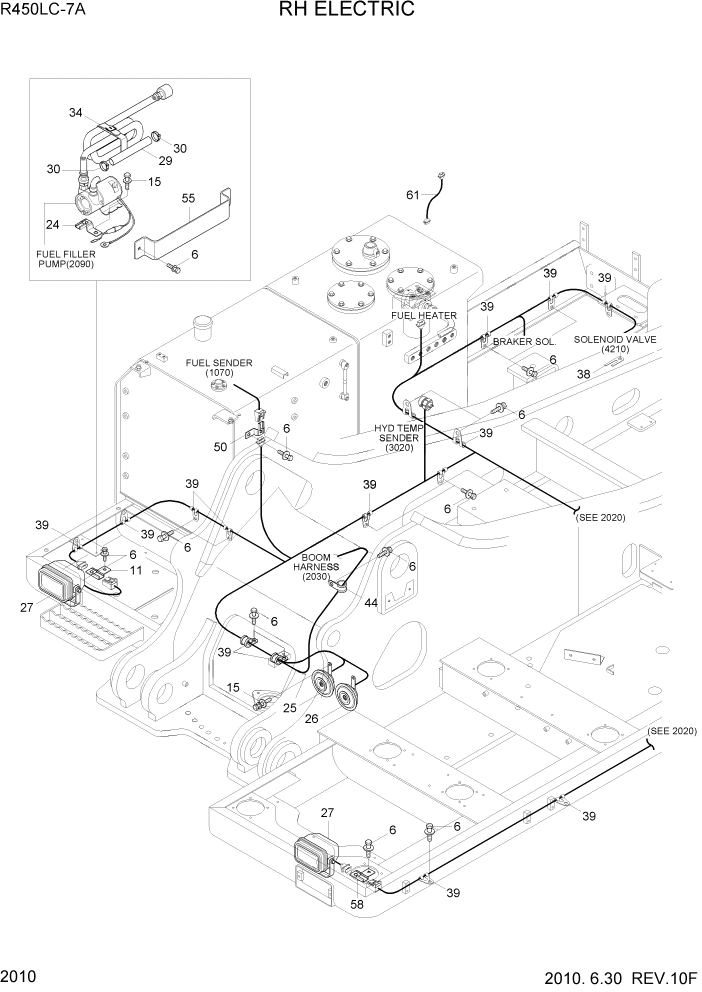 Схема запчастей Hyundai R450LC7A - PAGE 2010 RH ELECTRIC ЭЛЕКТРИЧЕСКАЯ СИСТЕМА